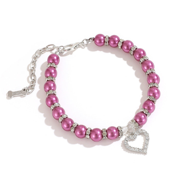 Lovely Pearl Heart Pet Necklace