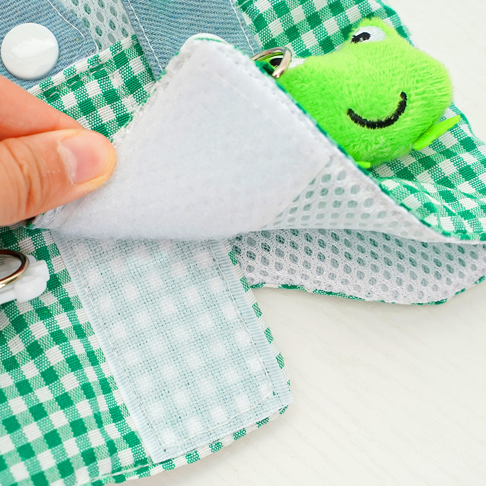 Frog Checkered Pet Harness & Cap Set