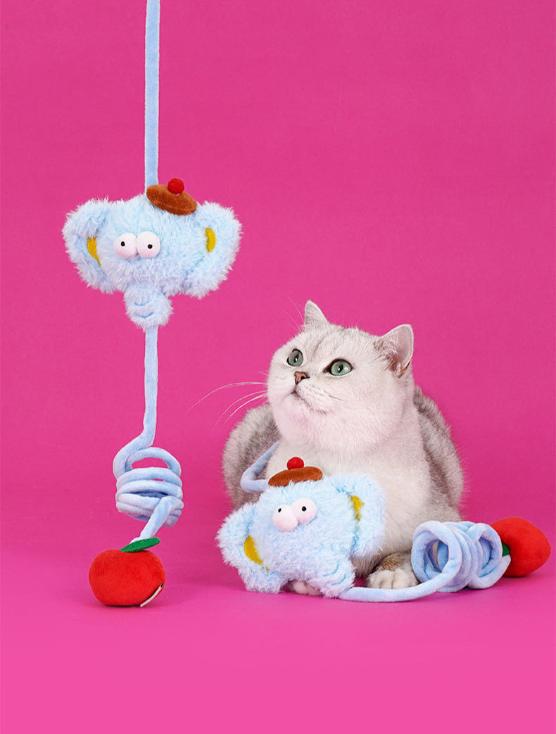 zeze circle like on elastic toys bungee rope teasing cat stick hanging door self-hilarious relief kitten catnip cat supplies