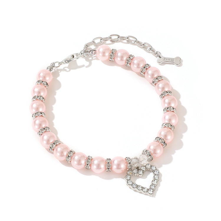 Lovely Pearl Heart Pet Necklace