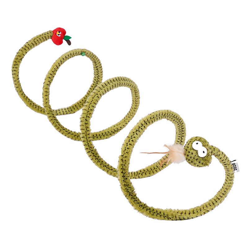 zeze forest snake cat tunnel cat toy self hilarious deboreting bell teasing cat stick spring catnip dodge cat supplies