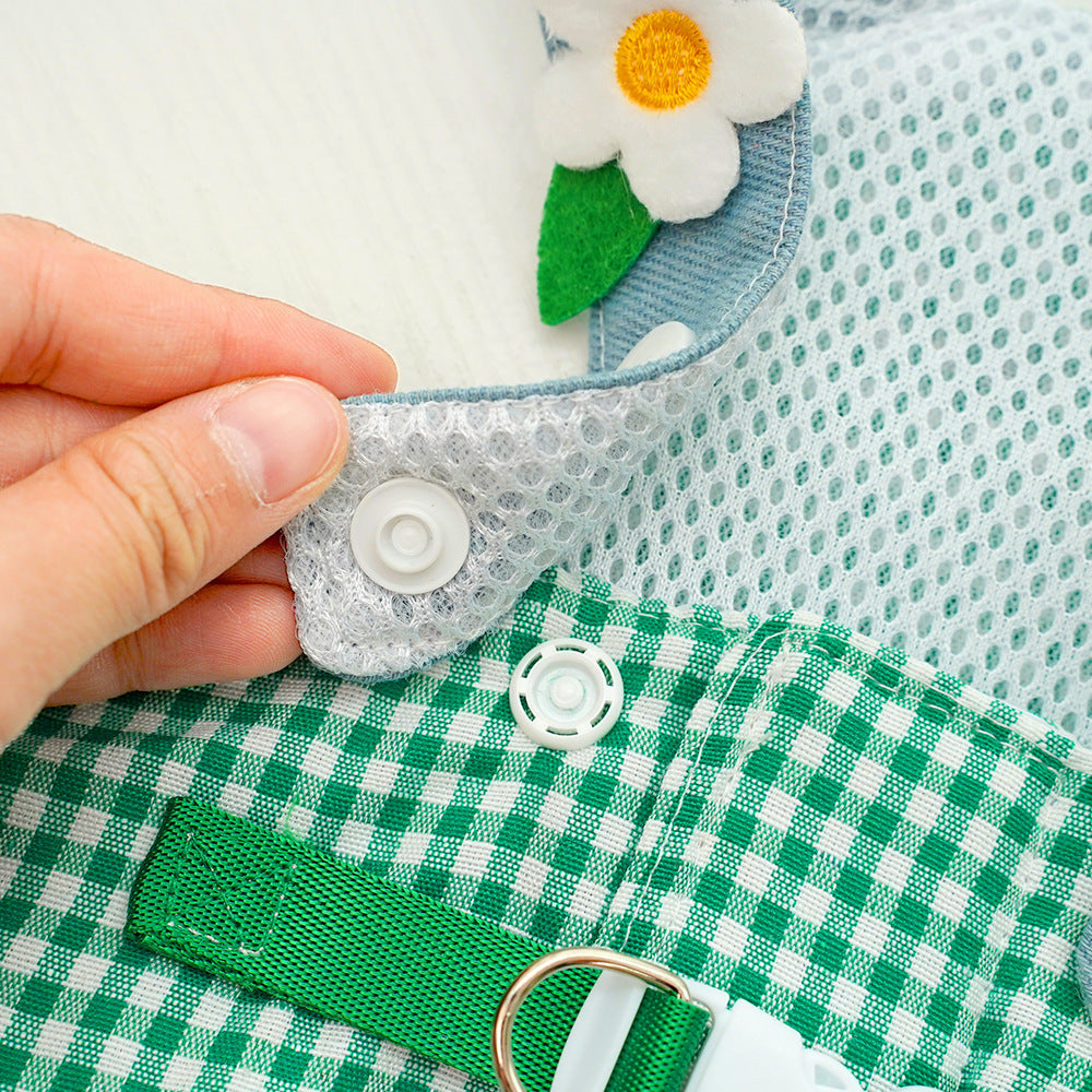 Frog Checkered Pet Harness & Cap Set