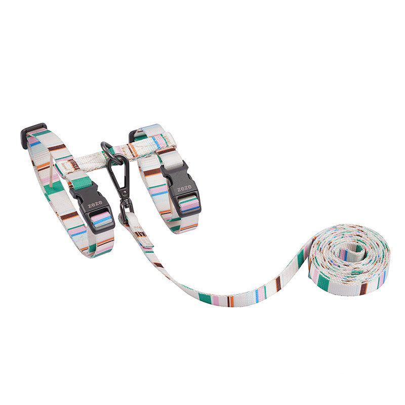 Pastel Stripes Pet Harness & Leash Set