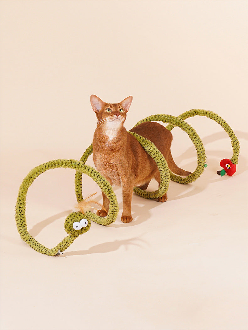 zeze forest snake cat tunnel cat toy self hilarious deboreting bell teasing cat stick spring catnip dodge cat supplies