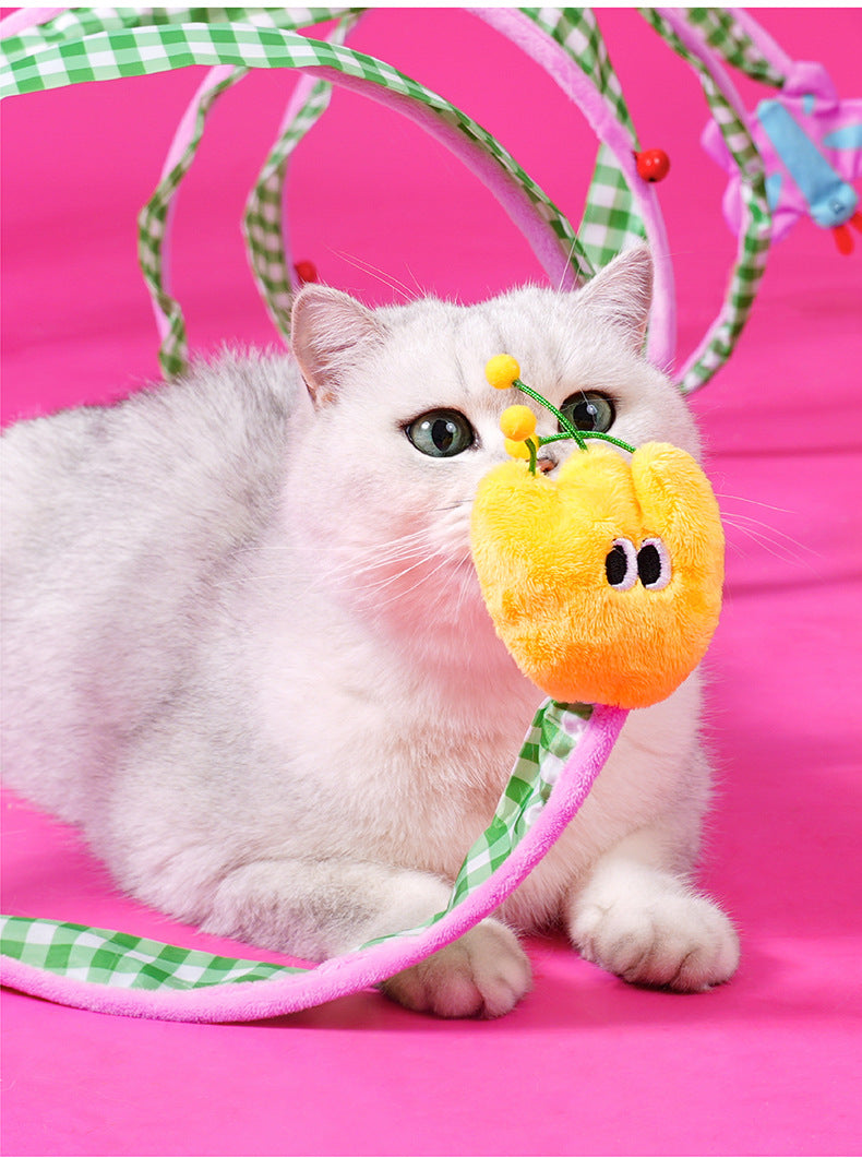 zeze spring cat tunnel cat toys self-hilarious deboreting bell teasing cat stick spring catnip dodge cat supplies