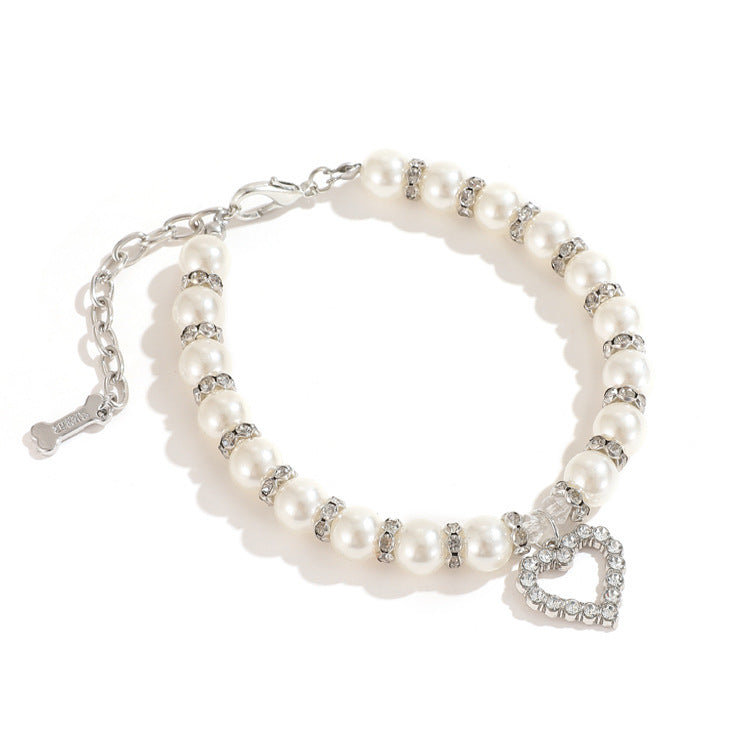 Lovely Pearl Heart Pet Necklace