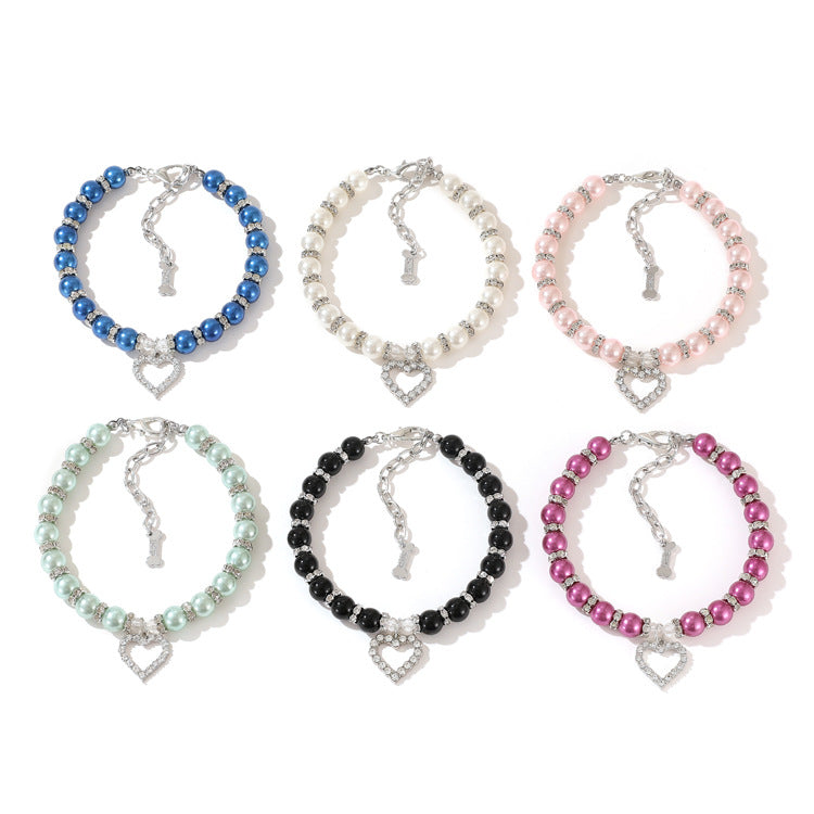 Lovely Pearl Heart Pet Necklace