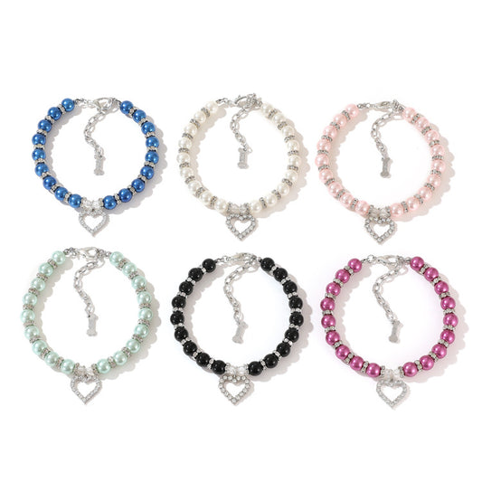 Lovely Pearl Heart Pet Necklace