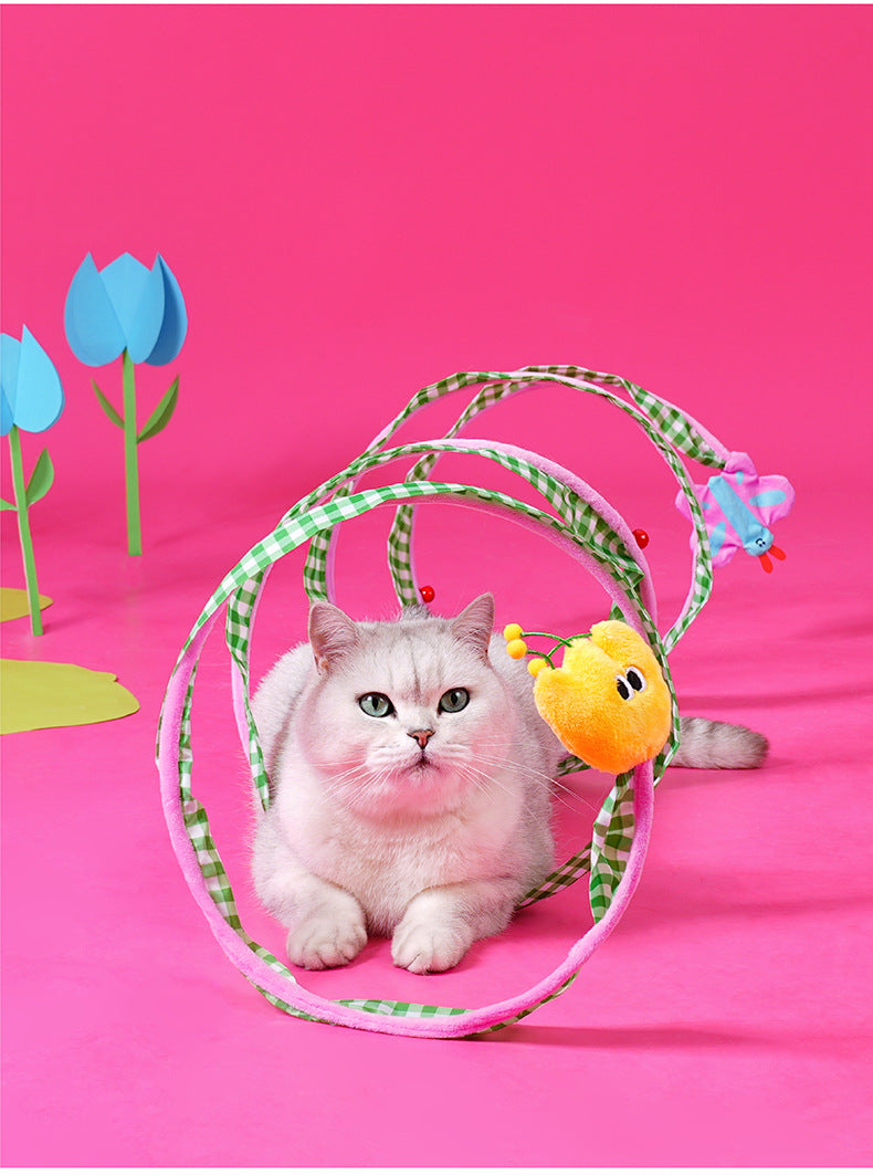 zeze spring cat tunnel cat toys self-hilarious deboreting bell teasing cat stick spring catnip dodge cat supplies