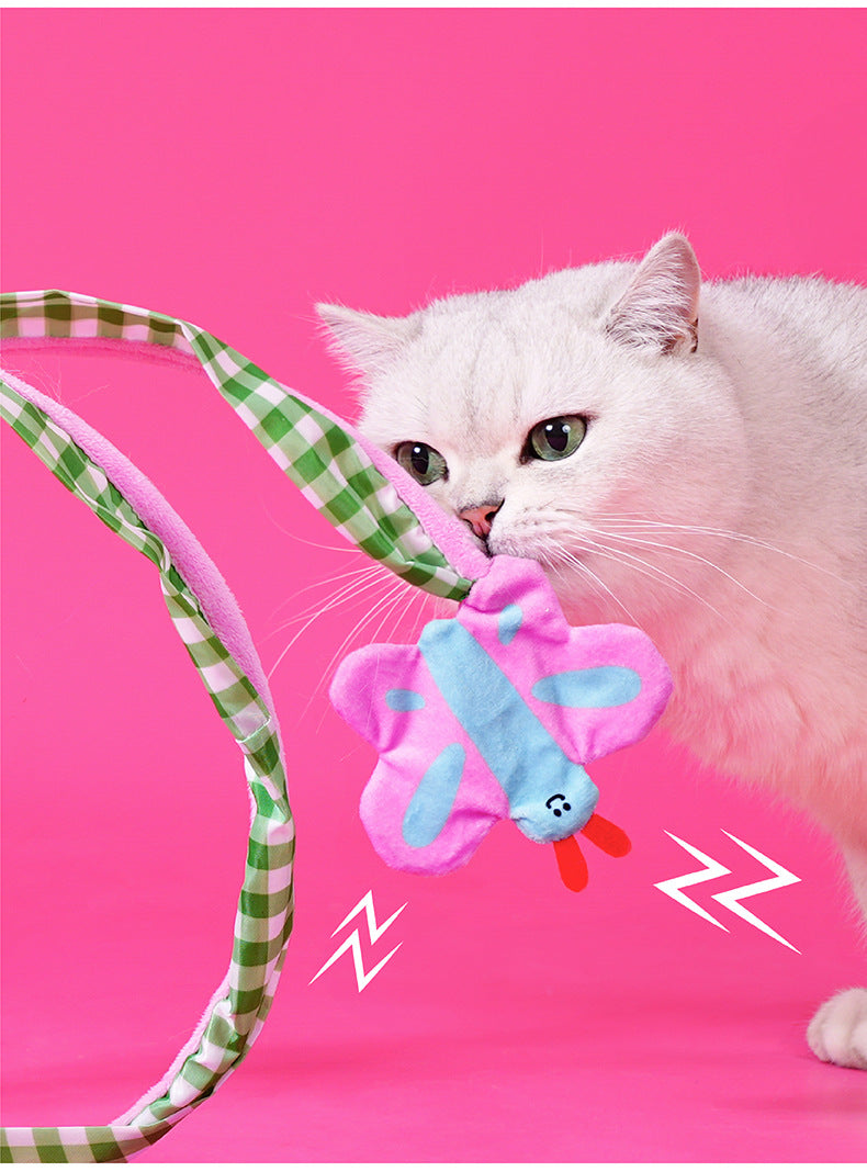 zeze spring cat tunnel cat toys self-hilarious deboreting bell teasing cat stick spring catnip dodge cat supplies