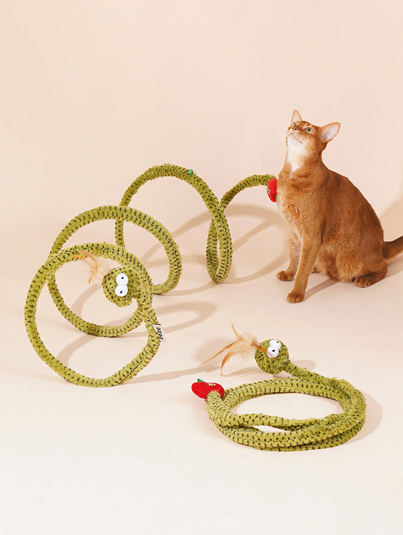 zeze forest snake cat tunnel cat toy self hilarious deboreting bell teasing cat stick spring catnip dodge cat supplies