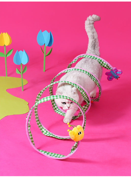zeze spring cat tunnel cat toys self-hilarious deboreting bell teasing cat stick spring catnip dodge cat supplies