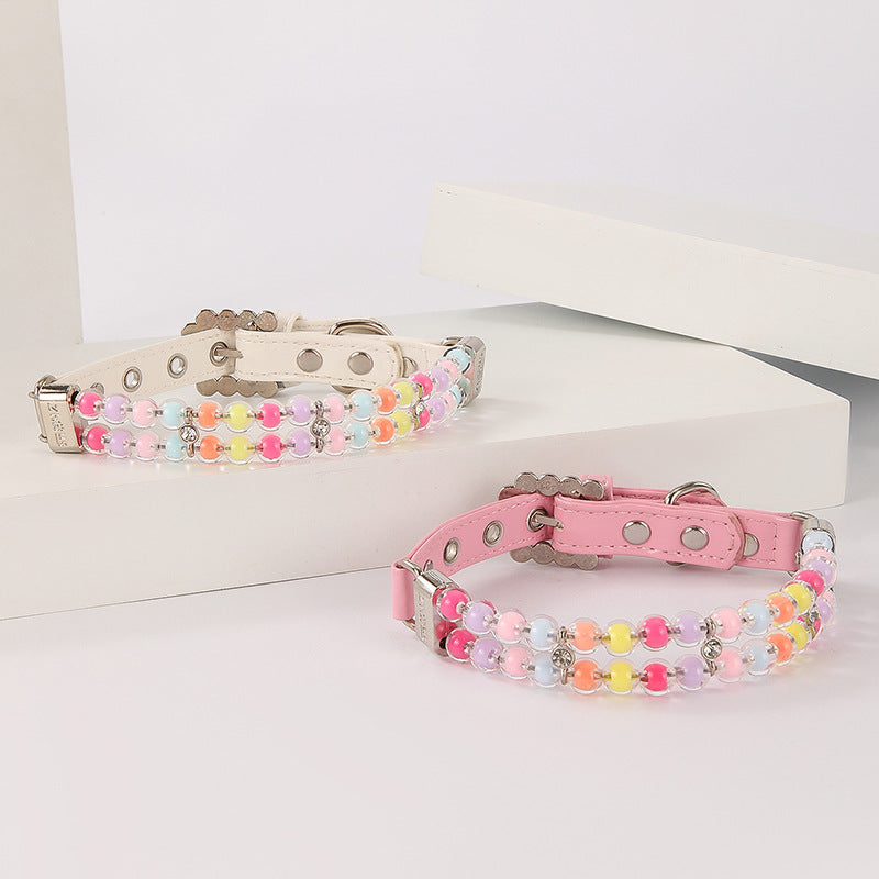 Pastel Colorful Beaded Pet Collar&Leash