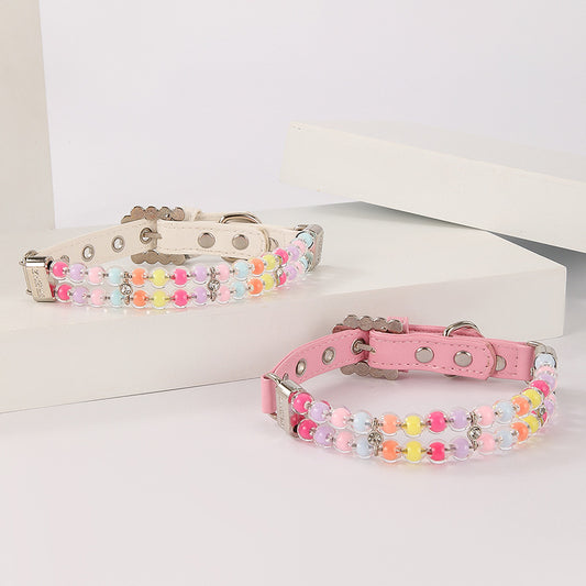 Pastel Colorful Beaded Pet Collar&Leash
