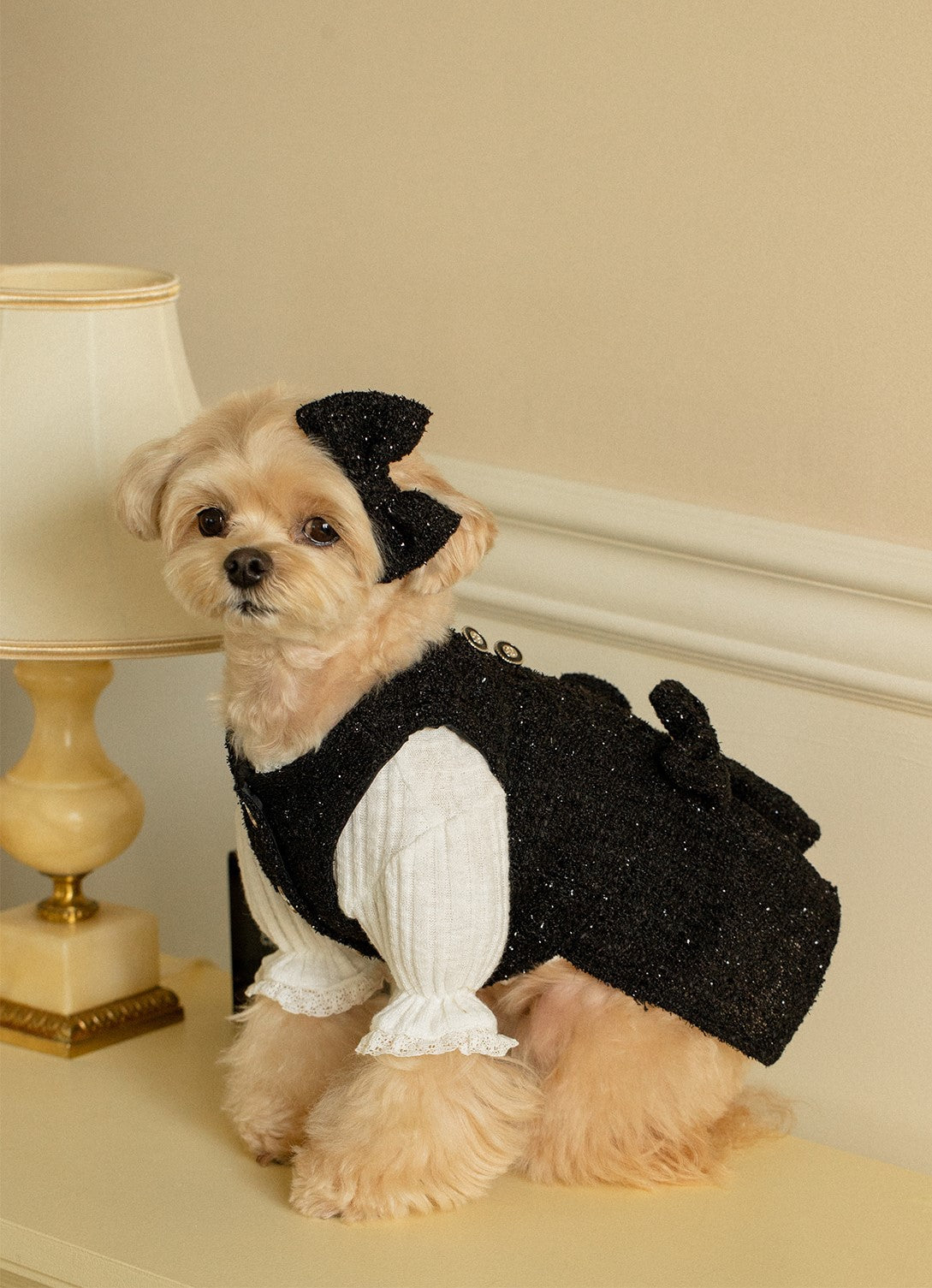 Elegant Tweed Pet Bow Accessory
