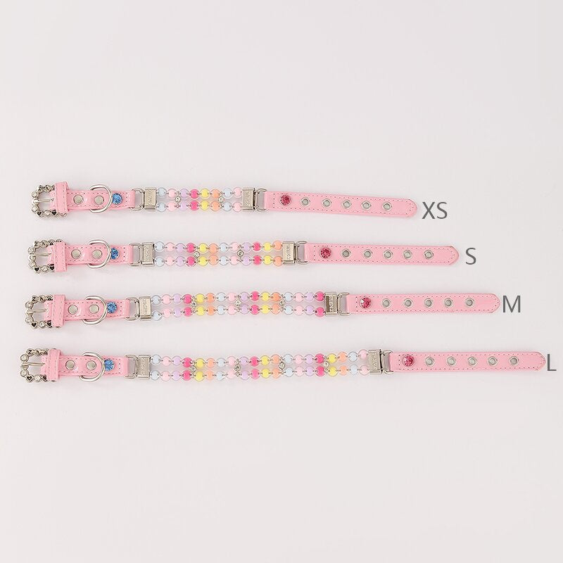Pastel Colorful Beaded Pet Collar&Leash