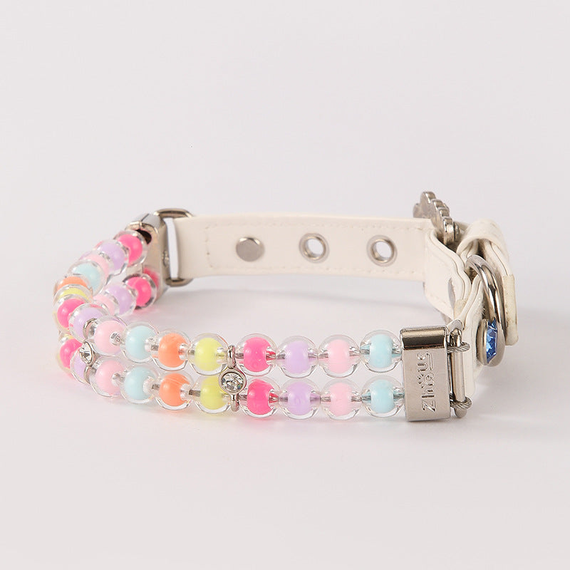Pastel Colorful Beaded Pet Collar&Leash
