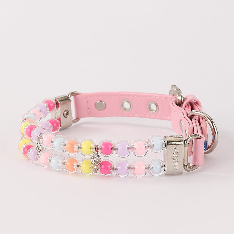 Pastel Colorful Beaded Pet Collar&Leash