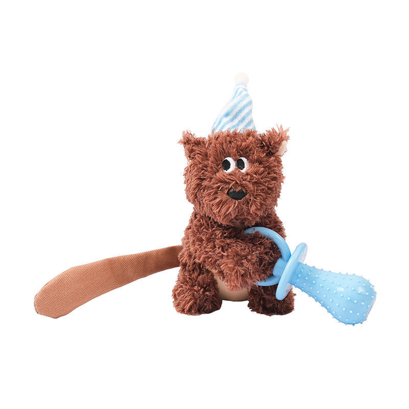 Sleepy Bear Plush Dog Toy