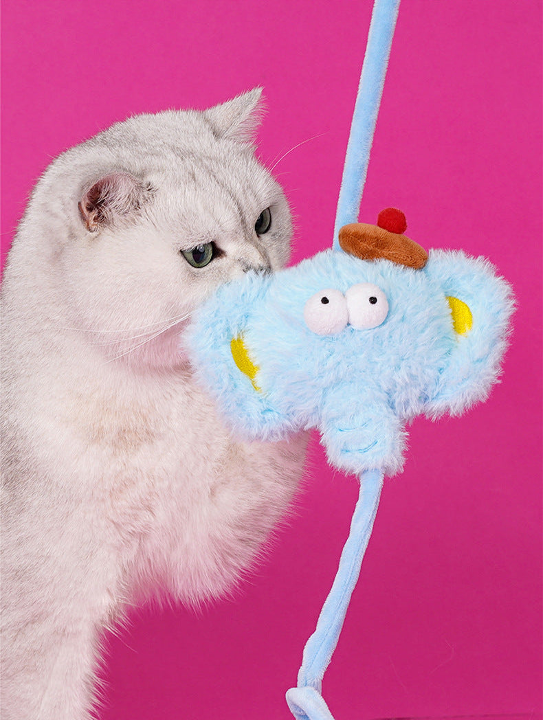 zeze circle like on elastic toys bungee rope teasing cat stick hanging door self-hilarious relief kitten catnip cat supplies