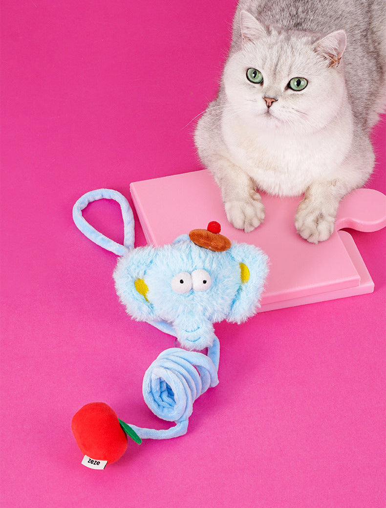 zeze circle like on elastic toys bungee rope teasing cat stick hanging door self-hilarious relief kitten catnip cat supplies