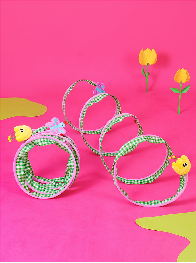 zeze spring cat tunnel cat toys self-hilarious deboreting bell teasing cat stick spring catnip dodge cat supplies