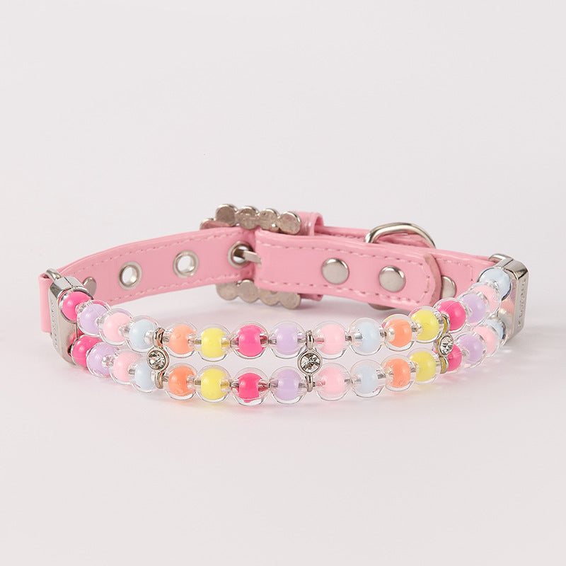 Pastel Colorful Beaded Pet Collar&Leash
