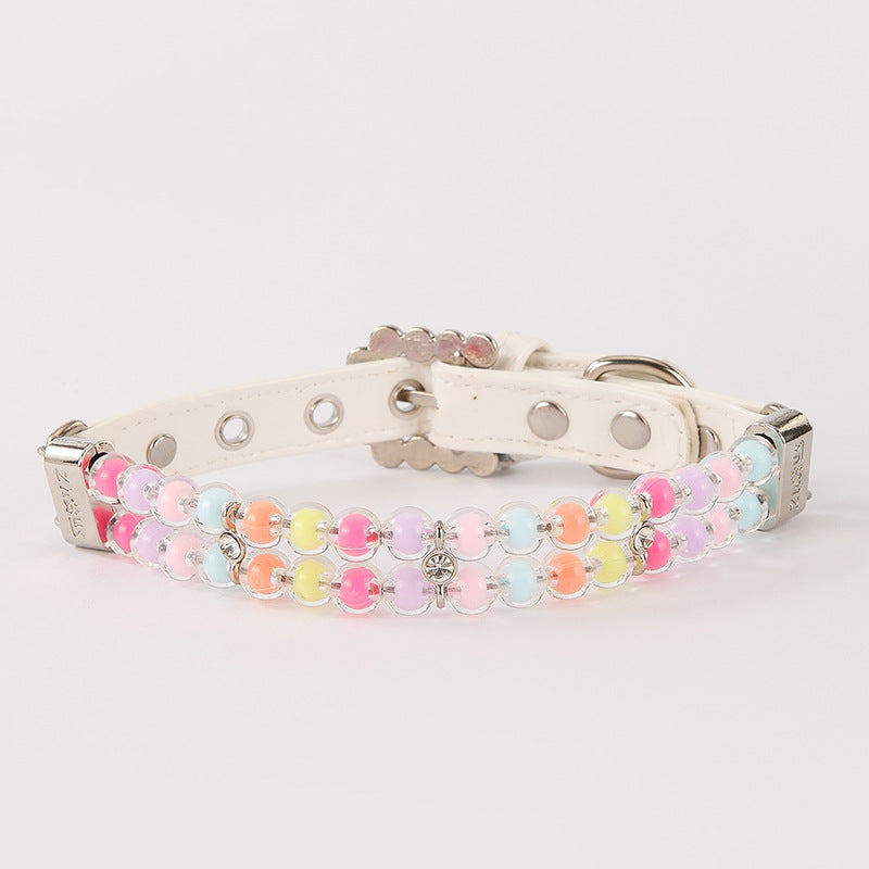 Pastel Colorful Beaded Pet Collar&Leash