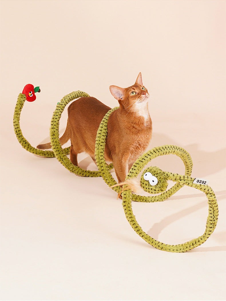 zeze forest snake cat tunnel cat toy self hilarious deboreting bell teasing cat stick spring catnip dodge cat supplies