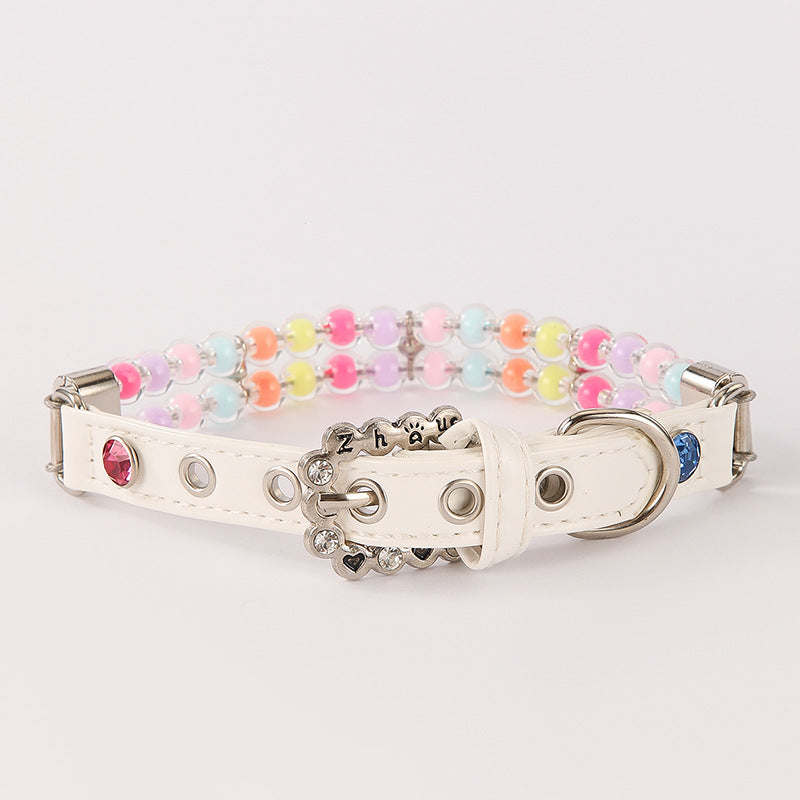 Pastel Colorful Beaded Pet Collar&Leash