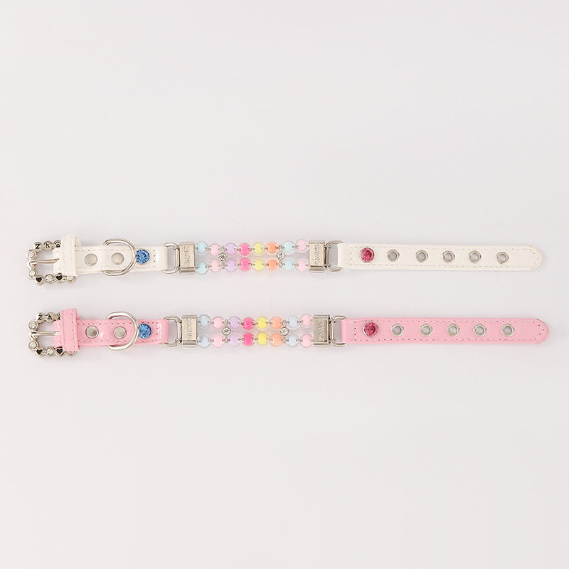 Pastel Colorful Beaded Pet Collar&Leash