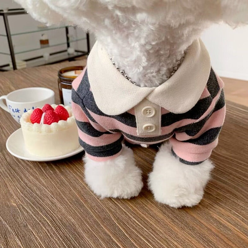 Striped Collar Dog T-Shirt