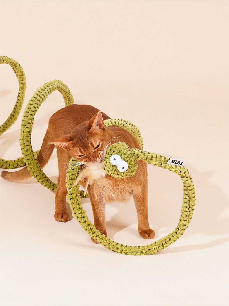 zeze forest snake cat tunnel cat toy self hilarious deboreting bell teasing cat stick spring catnip dodge cat supplies