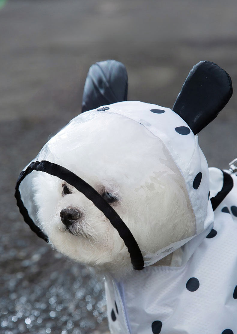 Polka Dot Bear Ears Dog Raincoat
