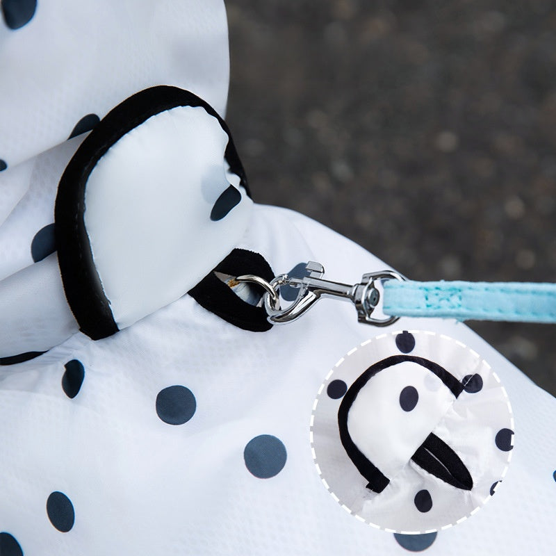 Polka Dot Bear Ears Dog Raincoat