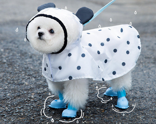 Polka Dot Bear Ears Dog Raincoat