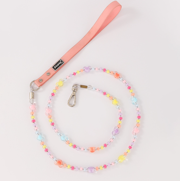 Pastel Colorful Beaded Pet Collar&Leash